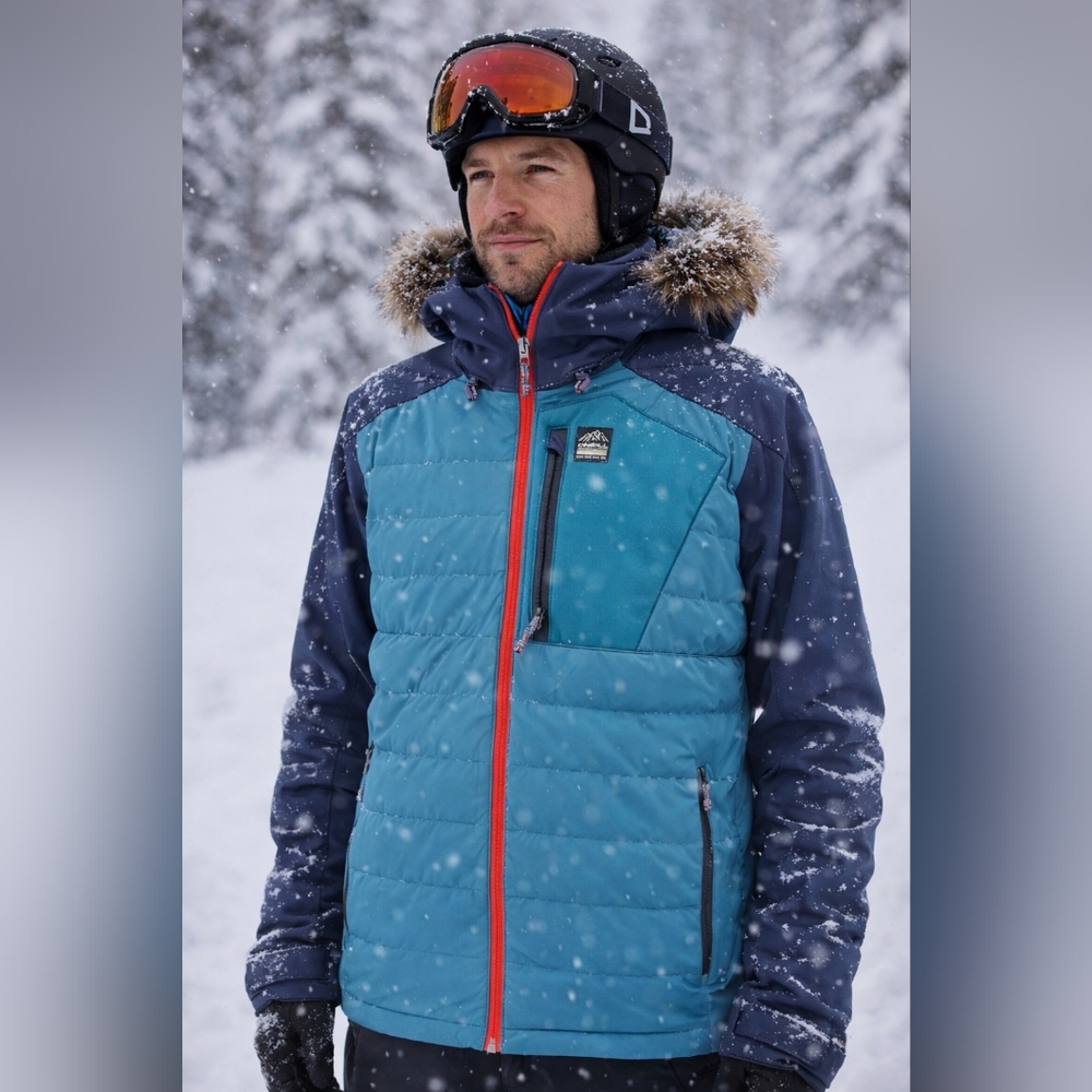 O'Neill Men's 37-N Teal and Navy Ski Jacket Size S